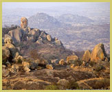 Granite outcrops dominate the landscape in the Matobo Hills UNESCO world heritage site, Zimbabwe